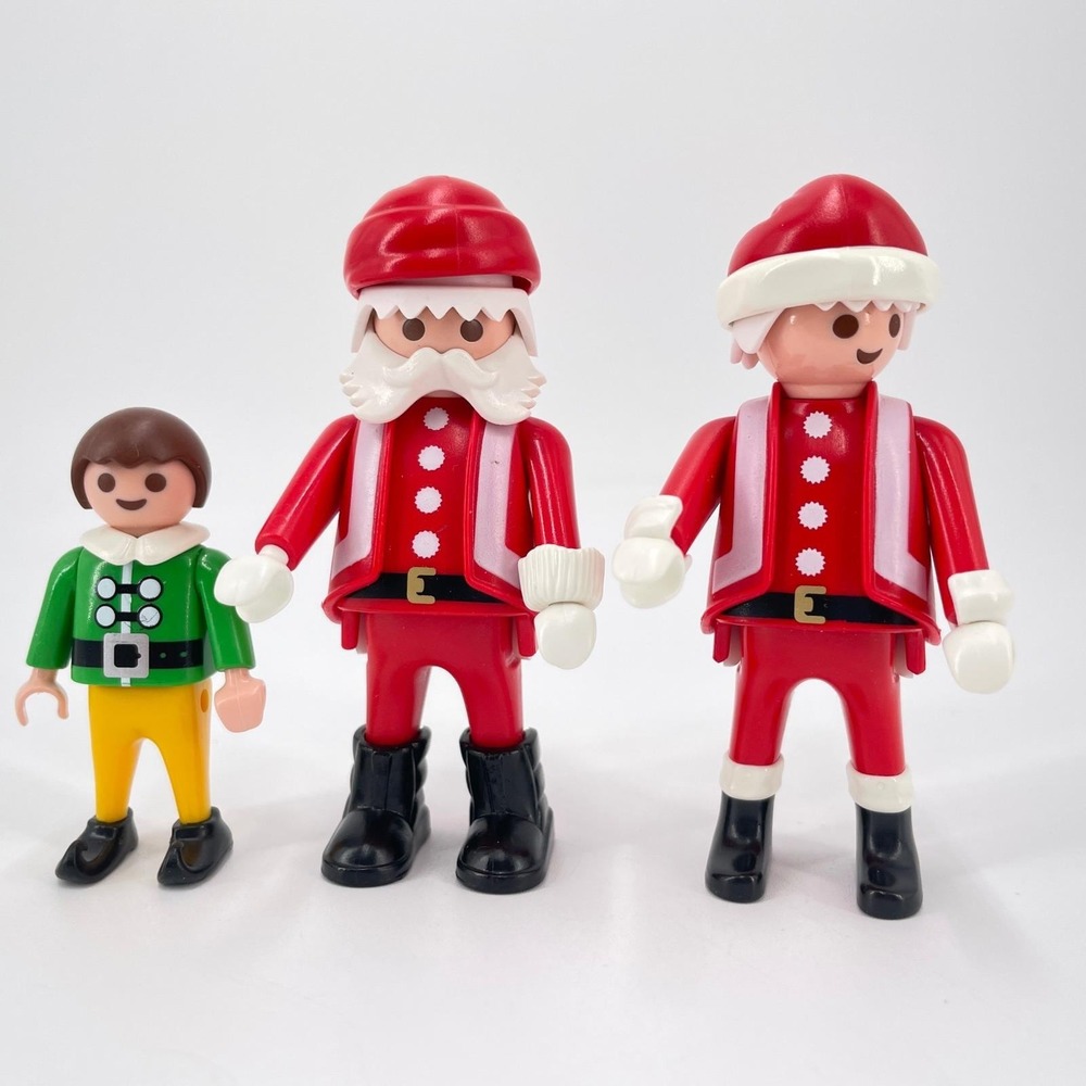 Playmobil Christmas Figures Set Santa Claus Helper Elf Vintage Holiday Toys